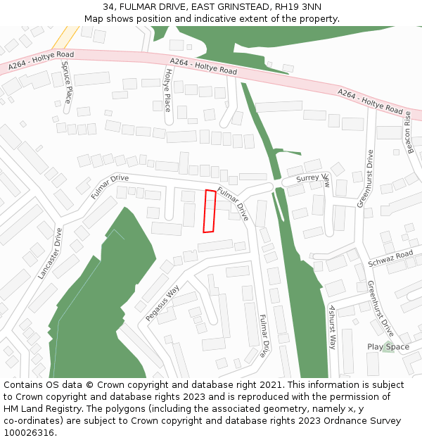 34, FULMAR DRIVE, EAST GRINSTEAD, RH19 3NN: Location map and indicative extent of plot