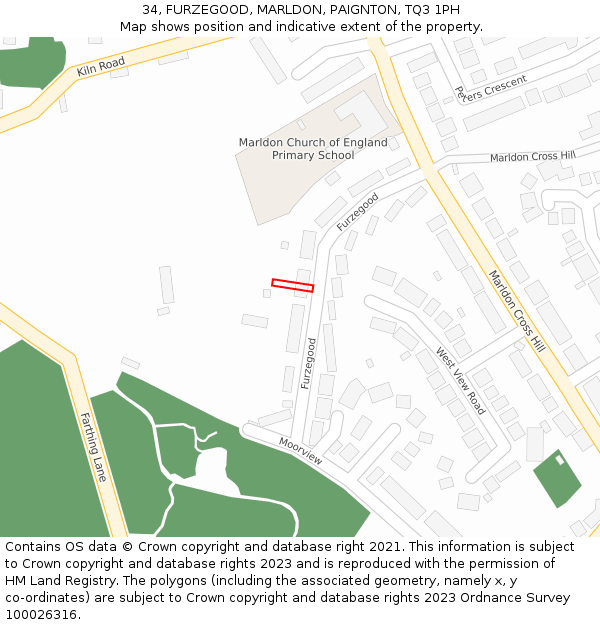 34, FURZEGOOD, MARLDON, PAIGNTON, TQ3 1PH: Location map and indicative extent of plot