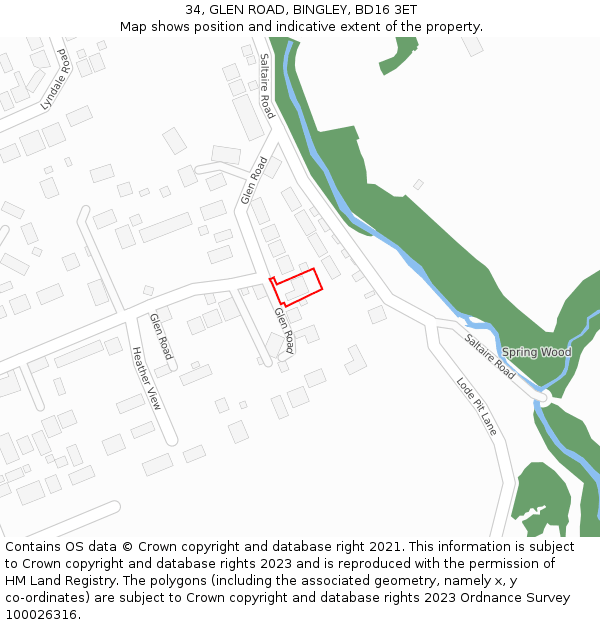 34, GLEN ROAD, BINGLEY, BD16 3ET: Location map and indicative extent of plot