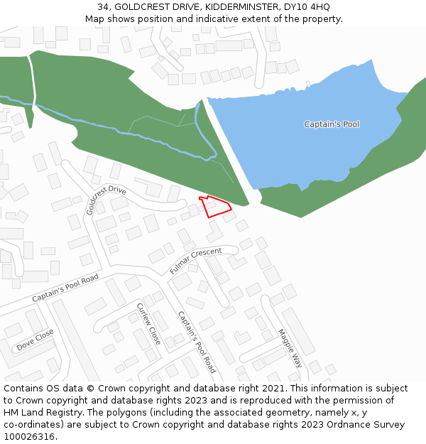 34, GOLDCREST DRIVE, KIDDERMINSTER, DY10 4HQ: Location map and indicative extent of plot