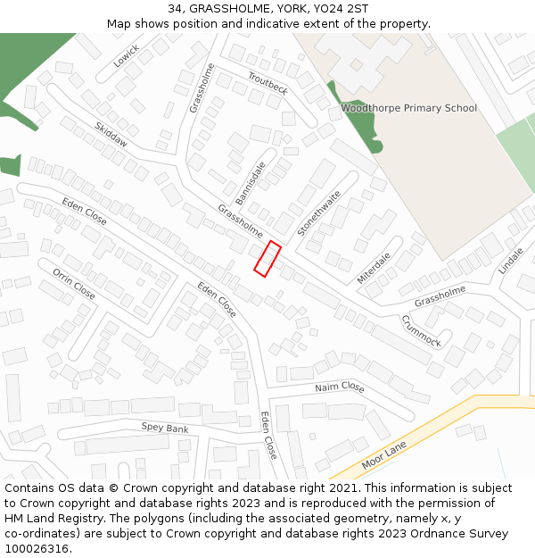 34, GRASSHOLME, YORK, YO24 2ST: Location map and indicative extent of plot