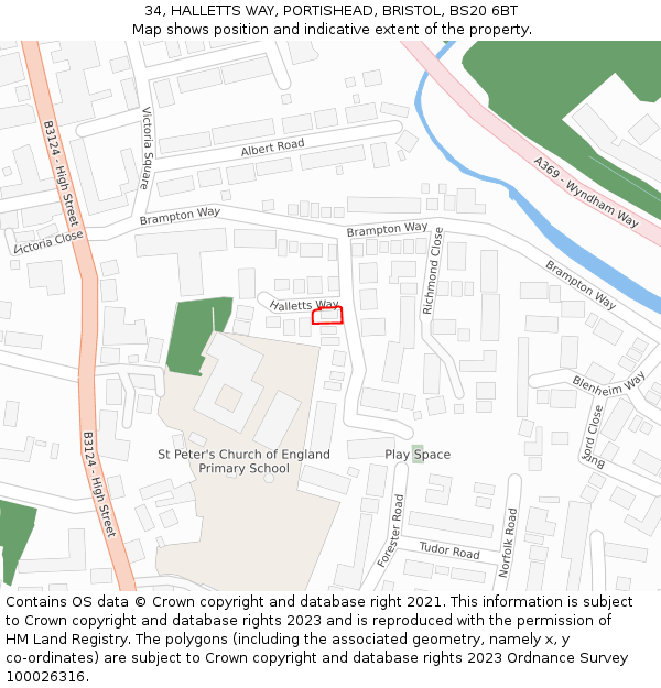 34, HALLETTS WAY, PORTISHEAD, BRISTOL, BS20 6BT: Location map and indicative extent of plot
