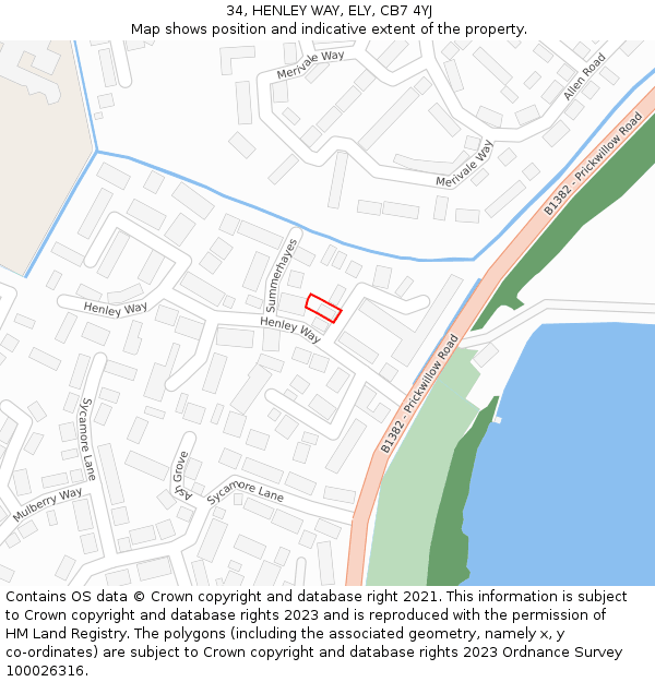 34, HENLEY WAY, ELY, CB7 4YJ: Location map and indicative extent of plot