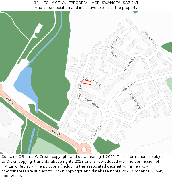 34, HEOL Y CELYN, TREGOF VILLAGE, SWANSEA, SA7 0NT: Location map and indicative extent of plot