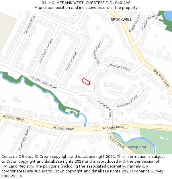 34, HOLMEBANK WEST, CHESTERFIELD, S40 4AS: Location map and indicative extent of plot