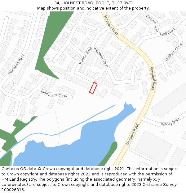 34, HOLNEST ROAD, POOLE, BH17 9WD: Location map and indicative extent of plot