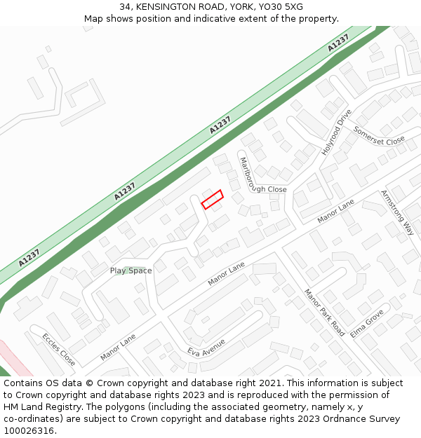 34, KENSINGTON ROAD, YORK, YO30 5XG: Location map and indicative extent of plot