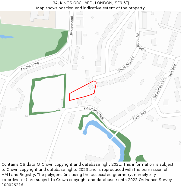 34, KINGS ORCHARD, LONDON, SE9 5TJ: Location map and indicative extent of plot