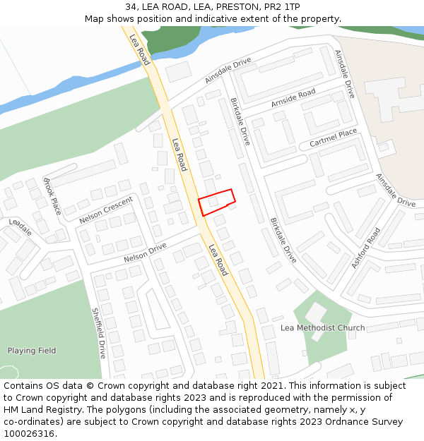 34, LEA ROAD, LEA, PRESTON, PR2 1TP: Location map and indicative extent of plot