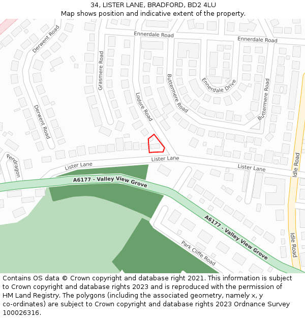 34, LISTER LANE, BRADFORD, BD2 4LU: Location map and indicative extent of plot