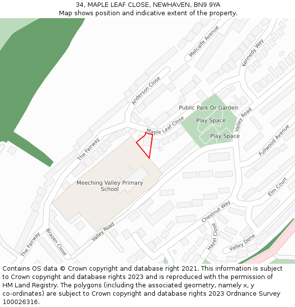 34, MAPLE LEAF CLOSE, NEWHAVEN, BN9 9YA: Location map and indicative extent of plot