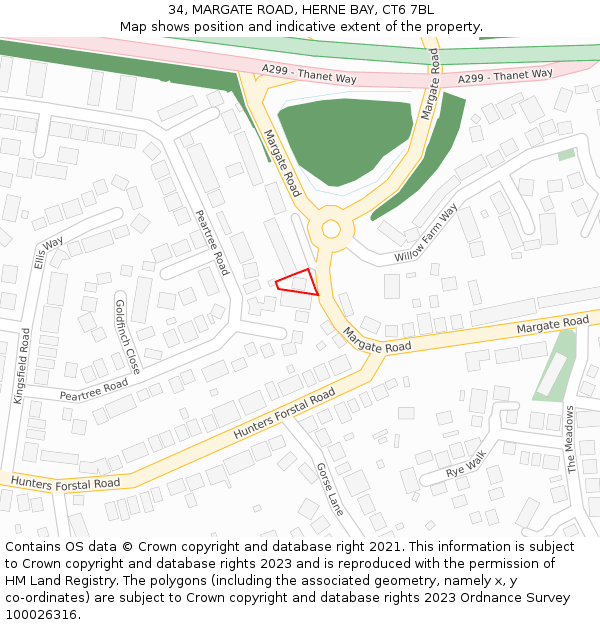 34, MARGATE ROAD, HERNE BAY, CT6 7BL: Location map and indicative extent of plot