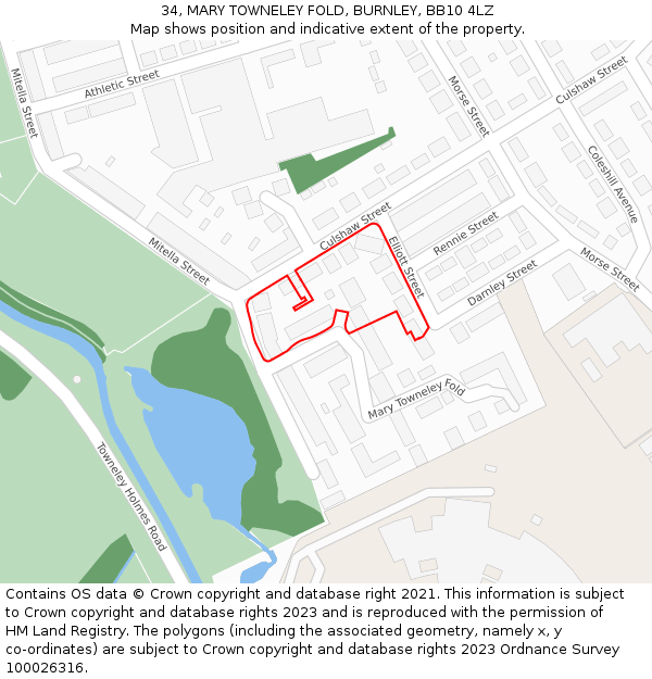 34, MARY TOWNELEY FOLD, BURNLEY, BB10 4LZ: Location map and indicative extent of plot