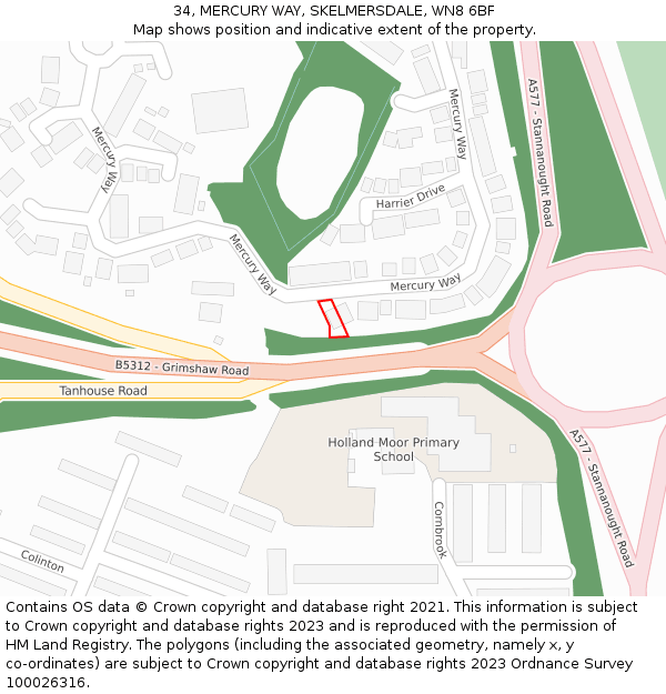 34, MERCURY WAY, SKELMERSDALE, WN8 6BF: Location map and indicative extent of plot