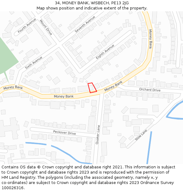 34, MONEY BANK, WISBECH, PE13 2JG: Location map and indicative extent of plot