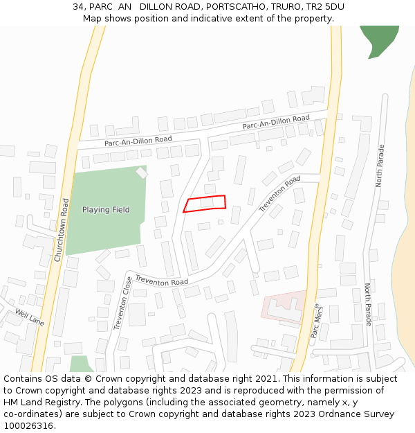 34, PARC  AN   DILLON ROAD, PORTSCATHO, TRURO, TR2 5DU: Location map and indicative extent of plot