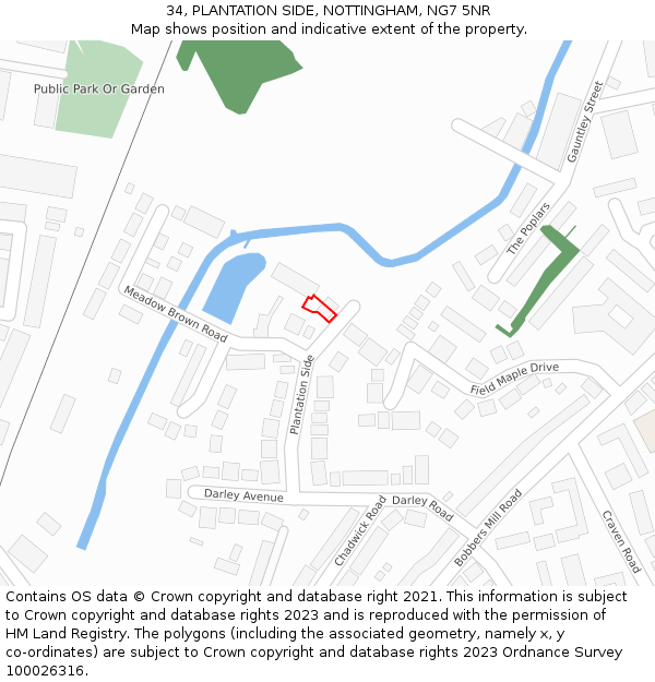 34, PLANTATION SIDE, NOTTINGHAM, NG7 5NR: Location map and indicative extent of plot