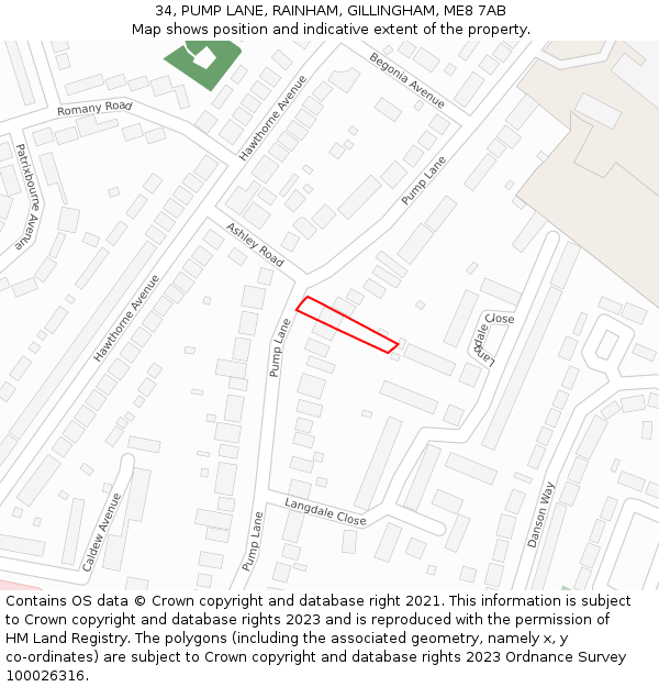 34, PUMP LANE, RAINHAM, GILLINGHAM, ME8 7AB: Location map and indicative extent of plot