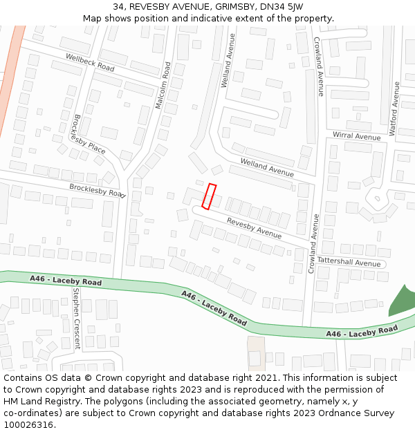34, REVESBY AVENUE, GRIMSBY, DN34 5JW: Location map and indicative extent of plot