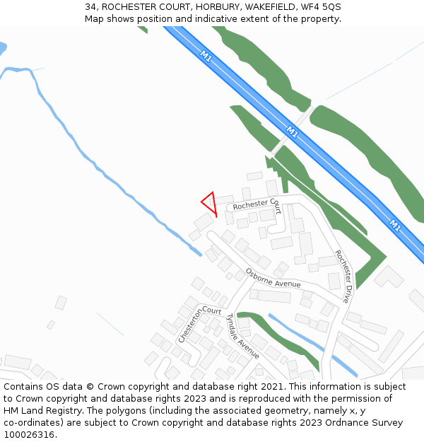 34, ROCHESTER COURT, HORBURY, WAKEFIELD, WF4 5QS: Location map and indicative extent of plot