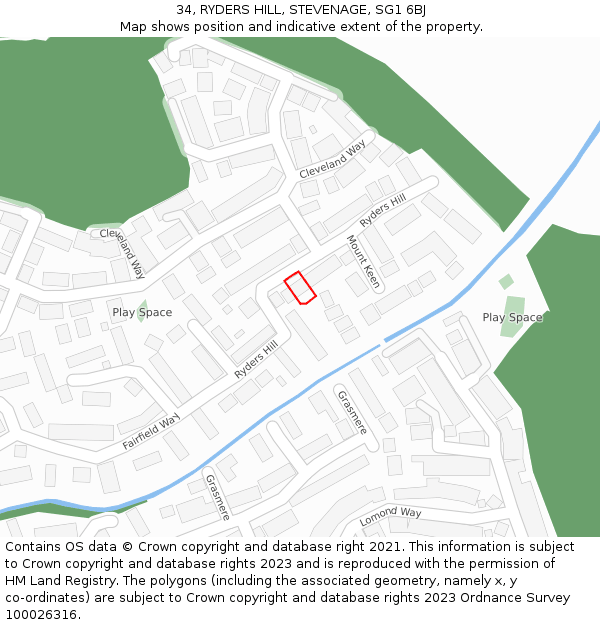 34, RYDERS HILL, STEVENAGE, SG1 6BJ: Location map and indicative extent of plot