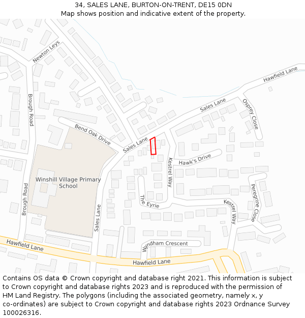 34, SALES LANE, BURTON-ON-TRENT, DE15 0DN: Location map and indicative extent of plot