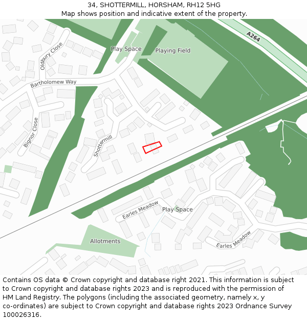 34, SHOTTERMILL, HORSHAM, RH12 5HG: Location map and indicative extent of plot