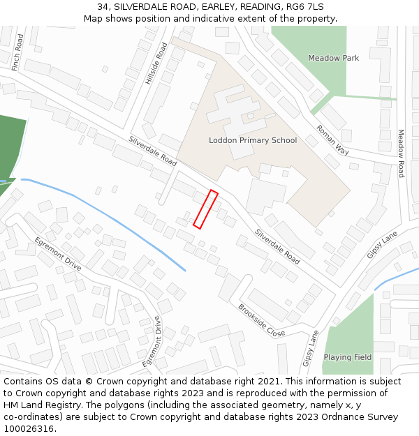 34, SILVERDALE ROAD, EARLEY, READING, RG6 7LS: Location map and indicative extent of plot
