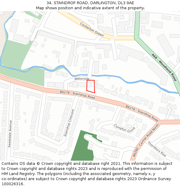 34, STAINDROP ROAD, DARLINGTON, DL3 9AE: Location map and indicative extent of plot