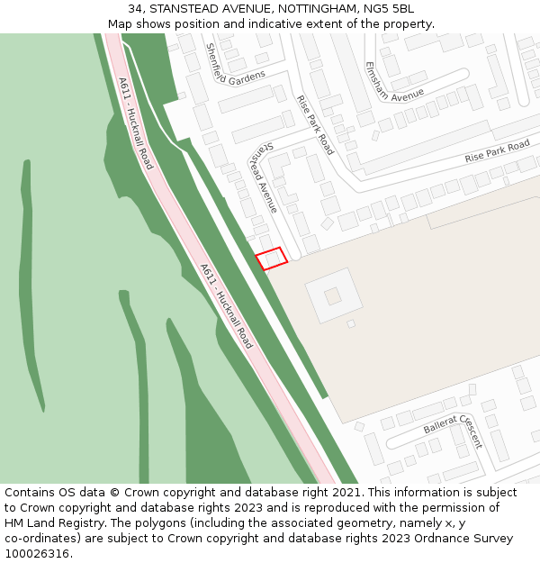 34, STANSTEAD AVENUE, NOTTINGHAM, NG5 5BL: Location map and indicative extent of plot