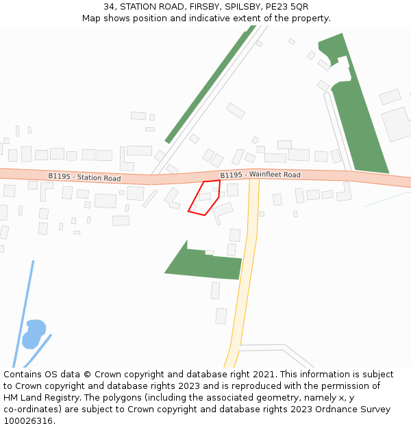 34, STATION ROAD, FIRSBY, SPILSBY, PE23 5QR: Location map and indicative extent of plot