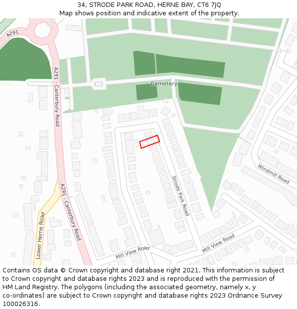 34, STRODE PARK ROAD, HERNE BAY, CT6 7JQ: Location map and indicative extent of plot