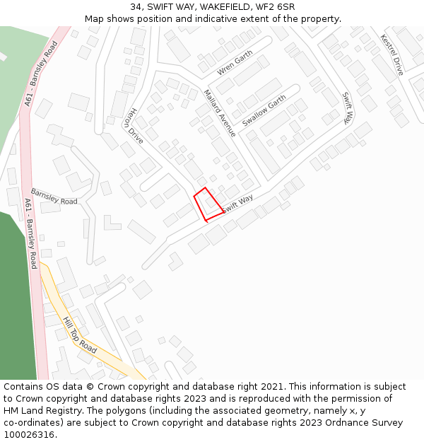 34, SWIFT WAY, WAKEFIELD, WF2 6SR: Location map and indicative extent of plot