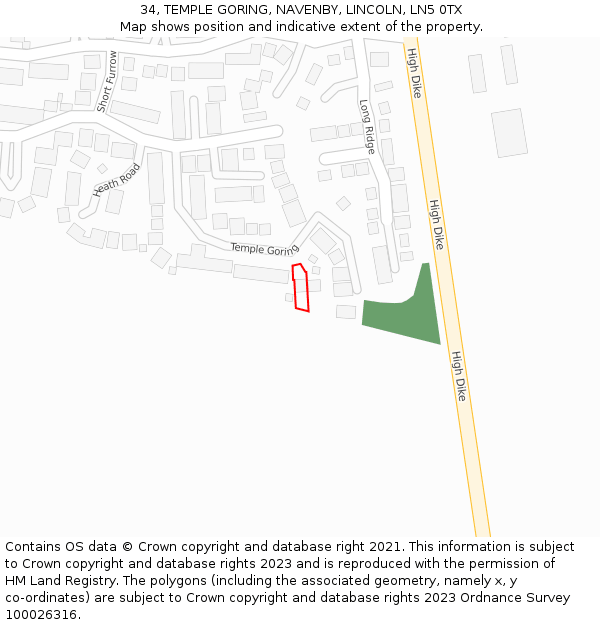 34, TEMPLE GORING, NAVENBY, LINCOLN, LN5 0TX: Location map and indicative extent of plot