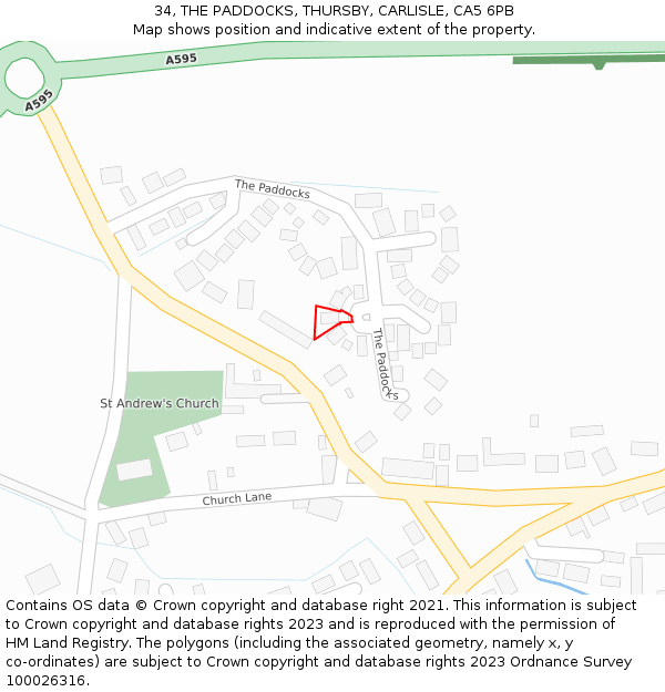 34, THE PADDOCKS, THURSBY, CARLISLE, CA5 6PB: Location map and indicative extent of plot