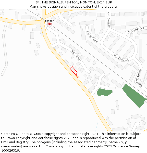 34, THE SIGNALS, FENITON, HONITON, EX14 3UP: Location map and indicative extent of plot
