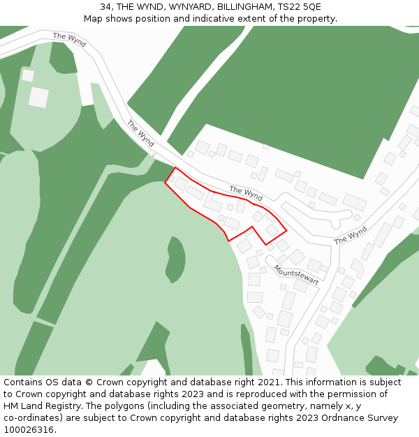 34, THE WYND, WYNYARD, BILLINGHAM, TS22 5QE: Location map and indicative extent of plot