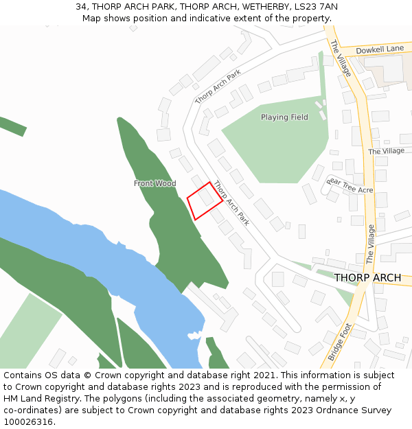 34, THORP ARCH PARK, THORP ARCH, WETHERBY, LS23 7AN: Location map and indicative extent of plot