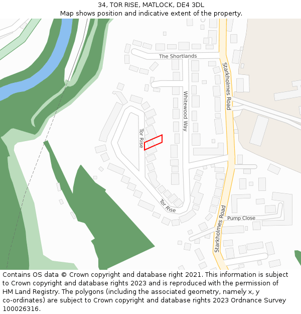 34, TOR RISE, MATLOCK, DE4 3DL: Location map and indicative extent of plot