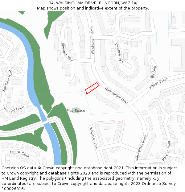 34, WALSINGHAM DRIVE, RUNCORN, WA7 1XJ: Location map and indicative extent of plot
