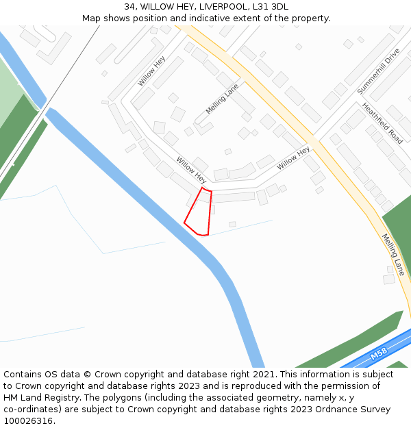 34, WILLOW HEY, LIVERPOOL, L31 3DL: Location map and indicative extent of plot