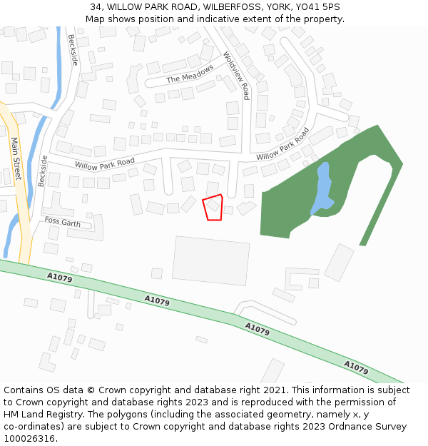 34, WILLOW PARK ROAD, WILBERFOSS, YORK, YO41 5PS: Location map and indicative extent of plot