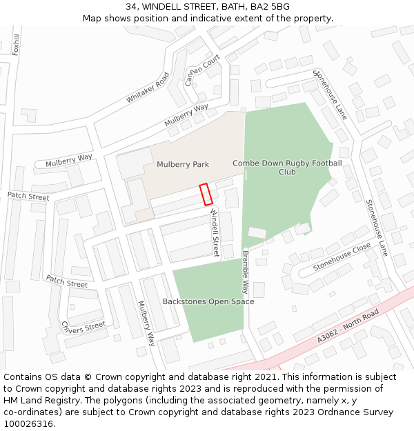 34, WINDELL STREET, BATH, BA2 5BG: Location map and indicative extent of plot