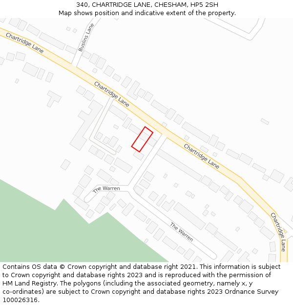 340, CHARTRIDGE LANE, CHESHAM, HP5 2SH: Location map and indicative extent of plot