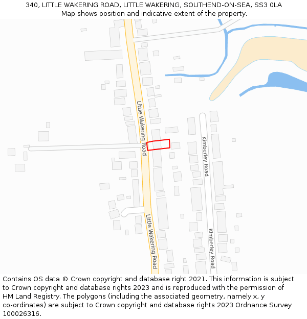 340, LITTLE WAKERING ROAD, LITTLE WAKERING, SOUTHEND-ON-SEA, SS3 0LA: Location map and indicative extent of plot