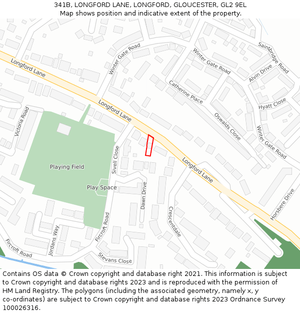 341B, LONGFORD LANE, LONGFORD, GLOUCESTER, GL2 9EL: Location map and indicative extent of plot