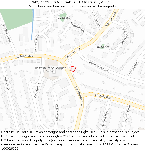 342, DOGSTHORPE ROAD, PETERBOROUGH, PE1 3RF: Location map and indicative extent of plot