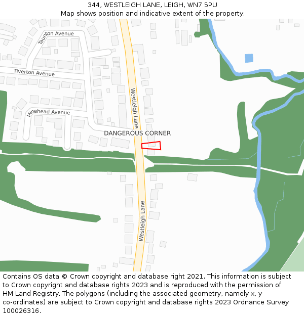 344, WESTLEIGH LANE, LEIGH, WN7 5PU: Location map and indicative extent of plot