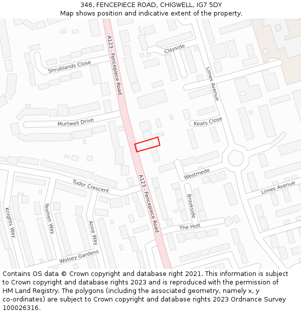 346, FENCEPIECE ROAD, CHIGWELL, IG7 5DY: Location map and indicative extent of plot