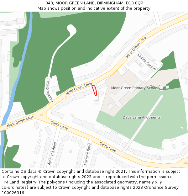 348, MOOR GREEN LANE, BIRMINGHAM, B13 8QP: Location map and indicative extent of plot